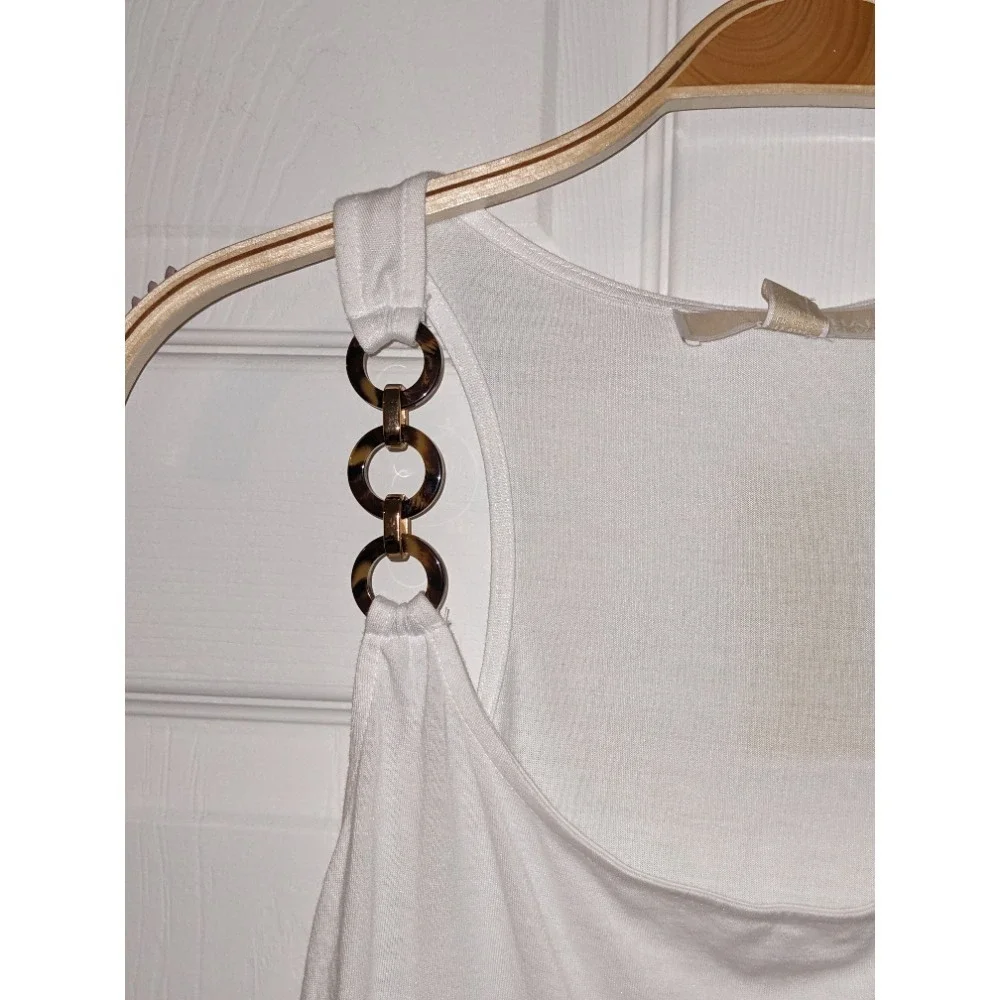 Michael Kors White Tank Top‎ Chain Strap Sleeveless Casual XS NWT $88